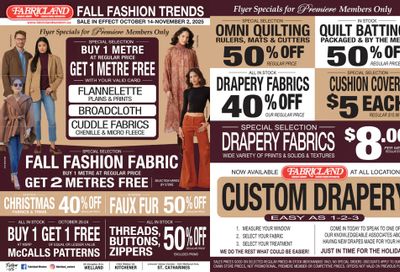 Fabricland (Kitchener, St. Catharines, Welland) Flyer October 14 to November 2