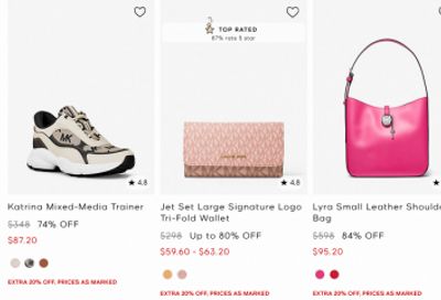 Michael Kors + Outlet Canada: Extra 20% off Styles up to 80% off
