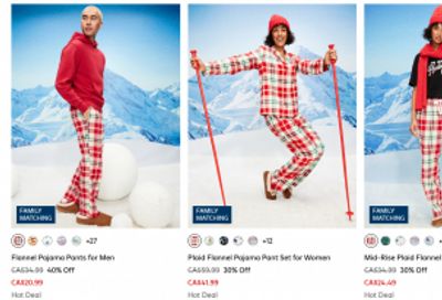 Old Navy Canada: 40-50% off Select Styles, Pajamas From $17 + Clearance up to 80% off