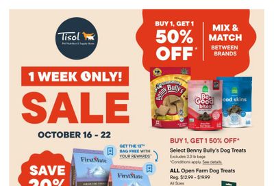 Tisol Pet Nutrition & Supply Stores Flyer October 16 to 22