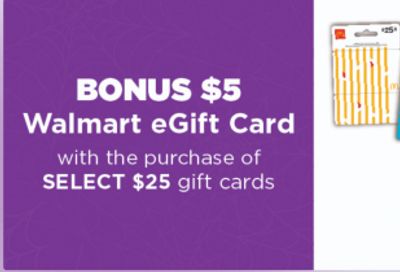 Walmart Canada: Get a Bonus $5 Walmart eGift Card With The Purchase of Select $25 Gift Cards