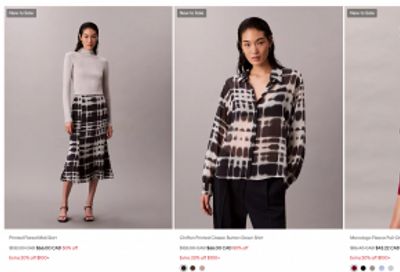 Calvin Klein Canada Mid Season Sale + Extra 20% off When You Spend $100 + Clearance up to 80% off