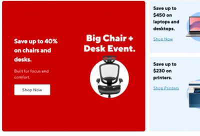 Staples Canada: Big Chair + Desk Event up to 40% off + up to $450 off Laptops and Desktops + More