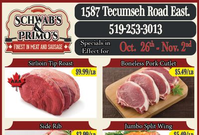 Schwab's & Primo's Flyer October 28 to November 2