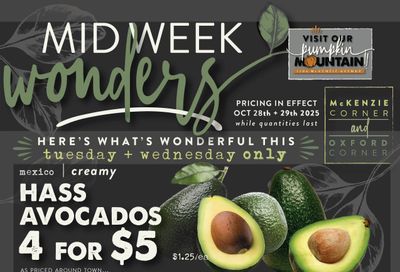 The Root Cellar Mid-Week Flyer October 28 and 29