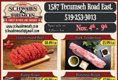 Schwab's & Primo's Flyer November 4 to 9