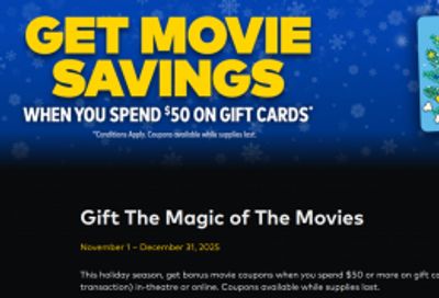 Cineplex Canada: Get A Holiday Gift Bundle When You Spend $50 On Gift Cards
