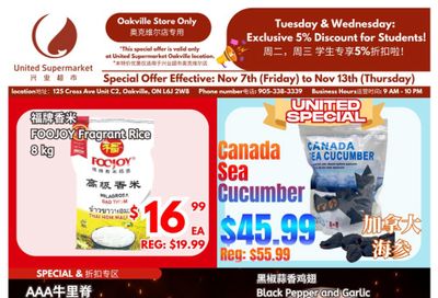 United Supermarket (Oakville) Flyer November 7 to 13