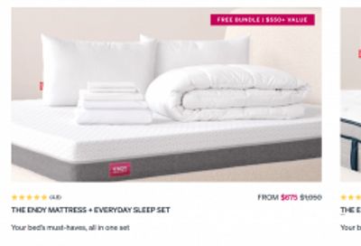 ENDY Canada Black Friday Sale: Save 20% on Mattresses + Free Sleep Set + More