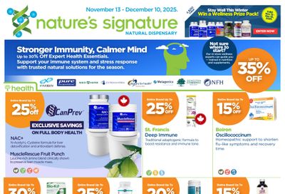 Nature's Signature Flyer November 13 to December 10
