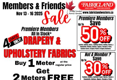 Fabricland (Kitchener, St. Catharines, Welland) Flyer November 13 to 16
