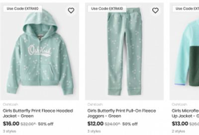 Carter’s OshKosh B’Gosh Canada Early Black Friday Sale: Extra 10% off When You Spend $50 With Promo Code + More