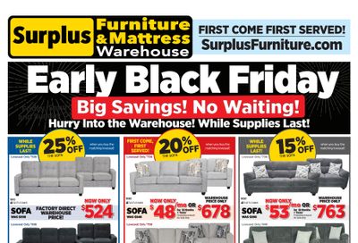 Surplus Furniture & Mattress Warehouse (Thunder Bay) Flyer November 17 to 23