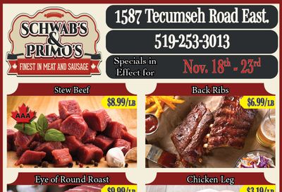 Schwab's & Primo's Flyer November 18 to 23