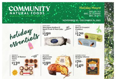 Community Natural Foods Flyer November 20 to December 24