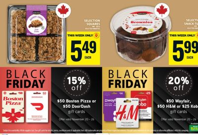 Food Basics Ontario Black Friday Offer: 15% Off $50 Boston Pizza or DoorDash Gift Cards and 20% off $50 Wayfair, H&M, or $25 Kobo Gift Cards