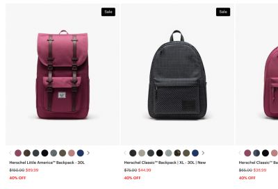Herschel Canada Black Friday Sale: up to 50% off Sitewide