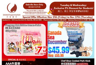 United Supermarket (Oakville) Flyer November 21 to 27