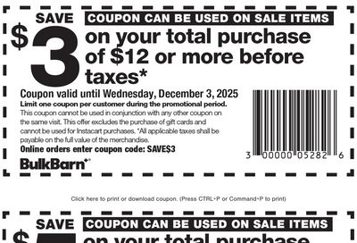 Bulk Barn Canada Coupon: Valid until December 3