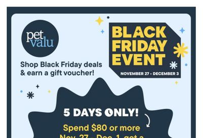 Pet Valu Black Friday Flyer November 27 to December 3