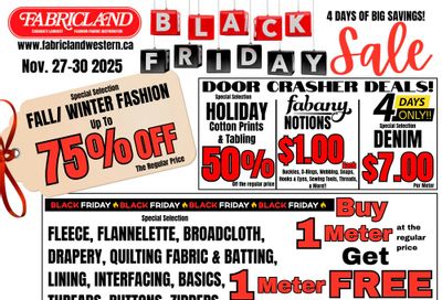 Fabricland (Kitchener, St. Catharines, Welland) Flyer November 27 to 30