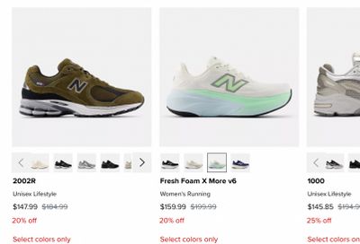 New Balance Canada Cyber Monday Deals Sale 2025: up to 25% off Select Styles