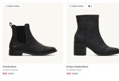TOMS Canada: Extra 25% off Sale Styles with Promo Code + Boots from $47 + More