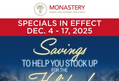 Monastery Bakery Flyer December 4 to 17