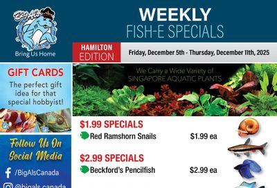 Big Al's (Hamilton) Weekly Specials December 5 to 11