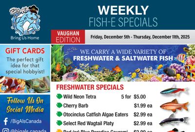 Big Al's (Vaughan) Weekly Specials December 5 to 11