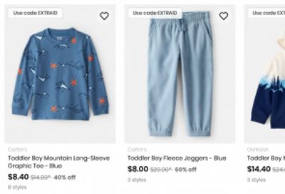 Carter’s Osh Kosh B’Gosh Canada: Holiday Clearance up to 60% off + Extra 10% off When You Spend $50 with Promo Code