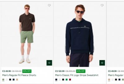 Lacoste Canada: Semi-Annual Sale up to 50% off
