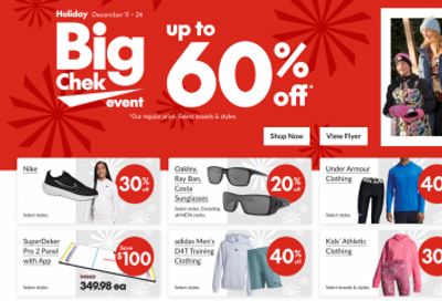 Sport Chek Canada Big Chek Event Flyer & Online Sale: Save up to 60% Off Select Brands & Styles