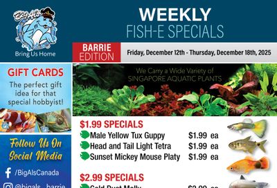Big Al's (Barrie) Weekly Specials December 12 to 18