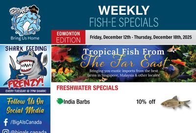 Big Al's (Edmonton) Weekly Specials December 12 to 18