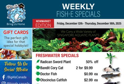 Big Al's (Newmarket) Weekly Specials December 12 to 18