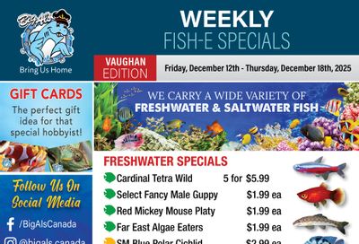Big Al's (Vaughan) Weekly Specials December 12 to 18