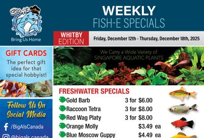 Big Al's (Whitby) Weekly Specials December 12 to 18