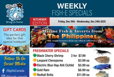 Big Al's (Kitchener) Weekly Specials December 19 to 24