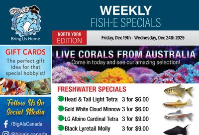 Big Al's (North York) Weekly Specials December 19 to 24