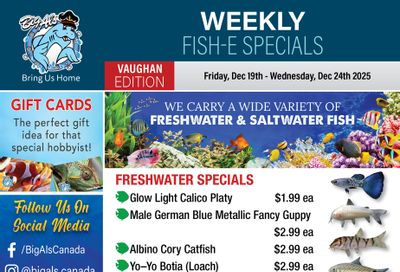 Big Al's (Vaughan) Weekly Specials December 19 to 24