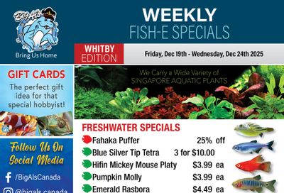 Big Al's (Whitby) Weekly Specials December 19 to 24