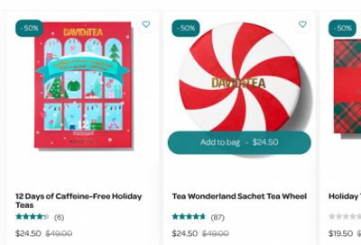 DAVIDsTEA Canada Boxing Day Deals Sale: 50% off Select Products + Extra 10% off with Promo Code