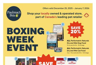 Paulmac's Pets Boxing Week Flyer December 25 to January 7