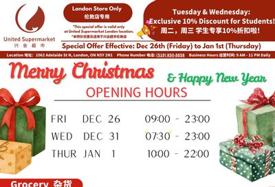 United Supermarket (London) Flyer December 26 to January 1
