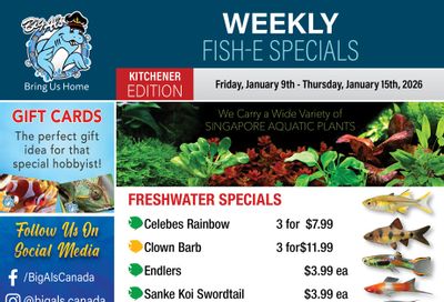 Big Al's (Kitchener) Weekly Specials January 9 to 15