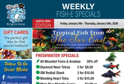 Big Al's (North York) Weekly Specials January 9 to 15