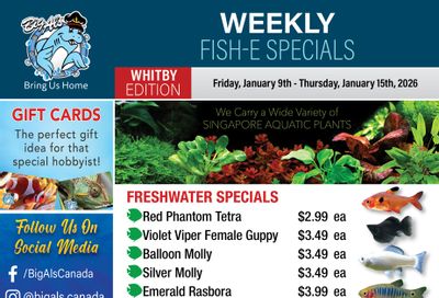 Big Al's (Whitby) Weekly Specials January 9 to 15