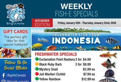 Big Al's (Kitchener) Weekly Specials January 16 to 22