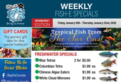 Big Al's (Newmarket) Weekly Specials January 16 to 22